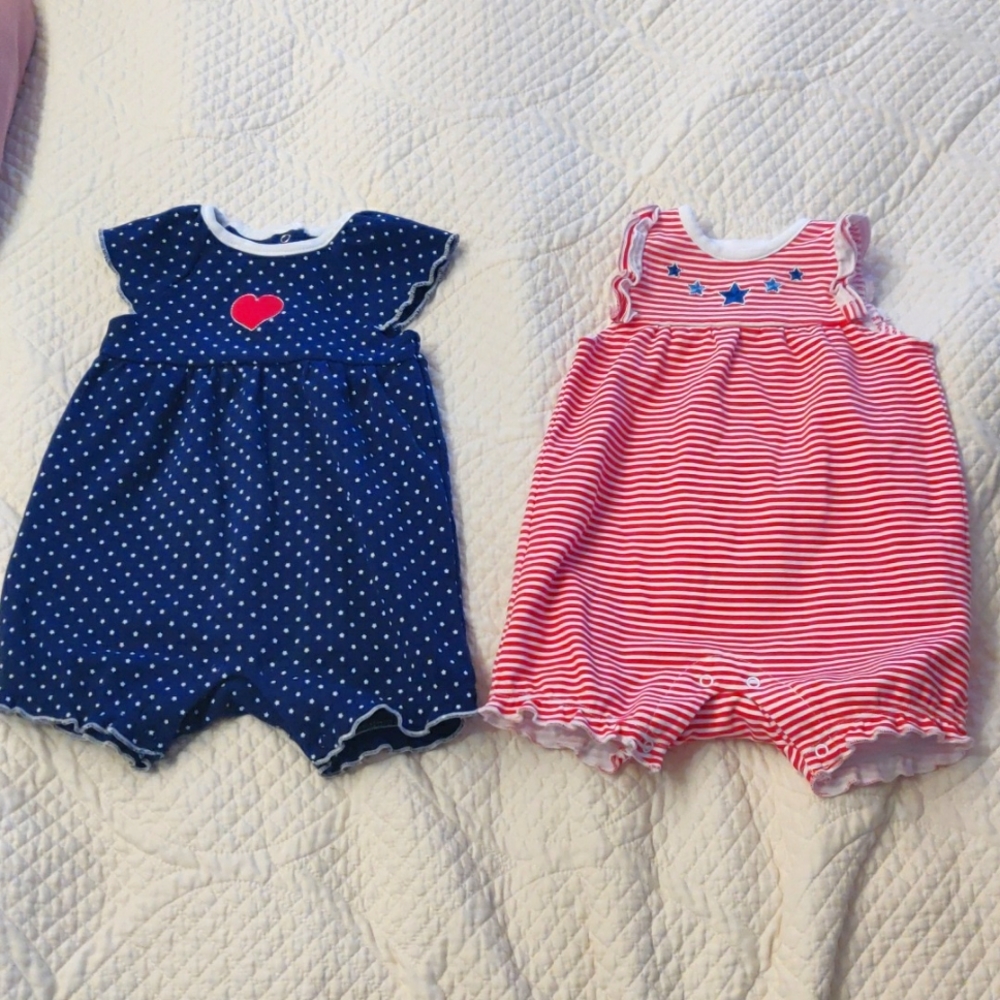 Patriotic baby rompers, size 9 months